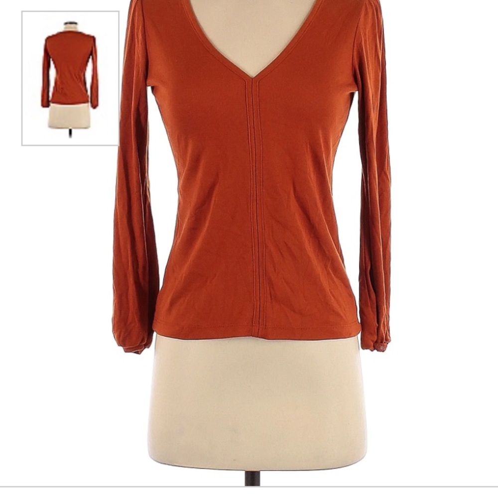 Orange v neck shirt NWOT